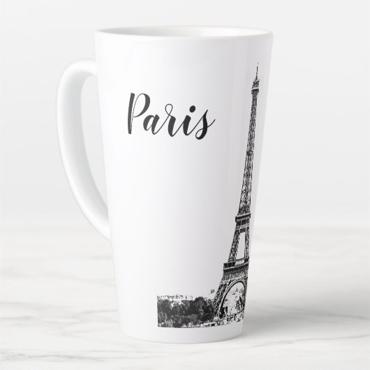 Eiffeltoren zwart-wit latte mok (Linkerhoek)