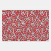Eiffeltorens en bloemen rood en zwart inpakpapier vel (Voorkant)