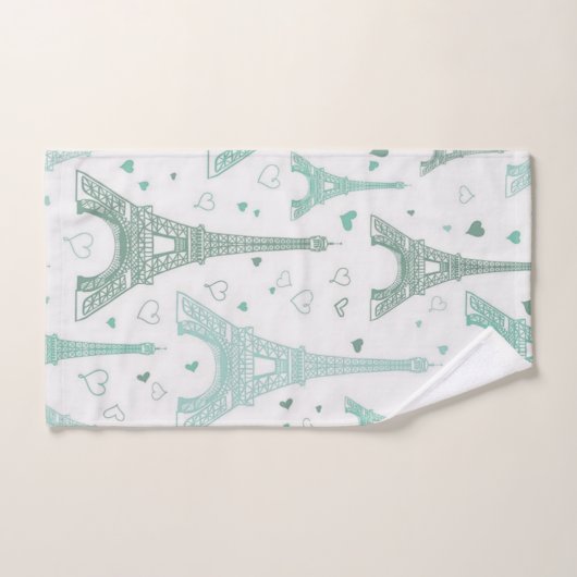 Eiffeltorens en gepersonaliseerde harten bad handdoek (Handdoek)