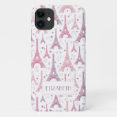 Eiffeltorens en gepersonaliseerde harten Case-Mate iPhone case (Achterkant)
