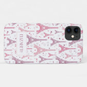 Eiffeltorens en gepersonaliseerde harten Case-Mate iPhone case (Achterkant (horizontaal))