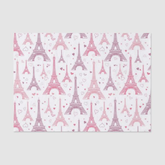Eiffeltorens en -harten tissuepapier (Voorkant)