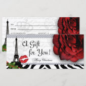 Eiffeltower Roos voor kerstcadeaubon voor Salon (Voorkant / Achterkant)
