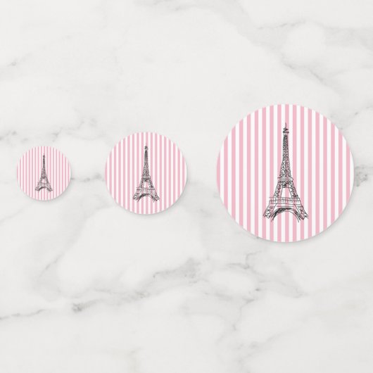 Eiffeltower - roze witte strepe tekenpartij confetti (Achterkanten)