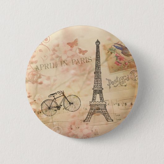 Eiffeltowerkunst Ronde Button 5,7 Cm (Voorkant)