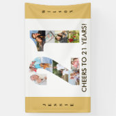 Eigen 21ste verjaardag Neutrale foto-collage parti Spandoek (Verticaal)