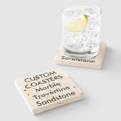 Eigen 4-inch echte Stone Travertine Onderzetters C (Zijkant)