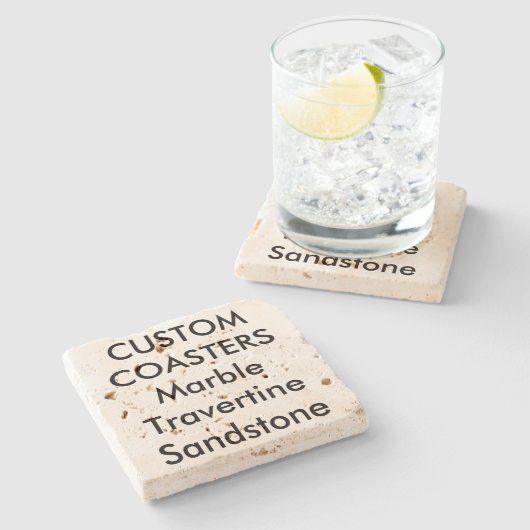 Eigen 4-inch echte Stone Travertine Onderzetters C (Zijkant)