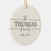 Eigen achternaam Eerste kerstcadeau-Ornament Keramisch Ornament (Rechts)