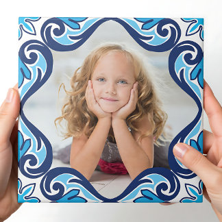 Eigen afbeelding, blauw en wit Azulejos keramische Tegeltje