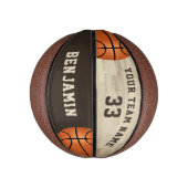 Eigen afspeelteam nummer houten verdieping basketbal (Verticaal)