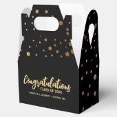 Eigen afstuderen met felicitaties, zwart goud bedankdoosjes (Geopend)