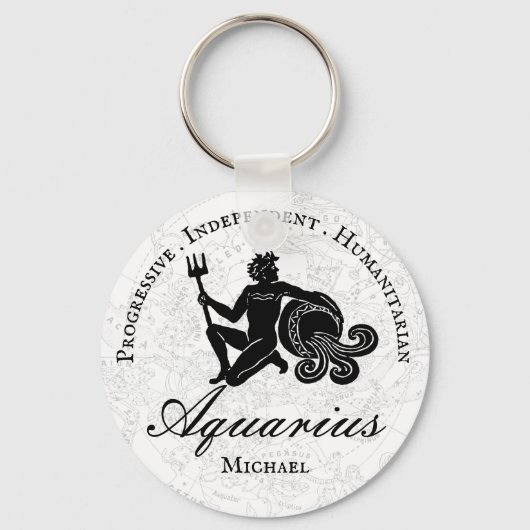 Eigen aquarius Zodiac Traits Astrology White Sleutelhanger (Voorkant)