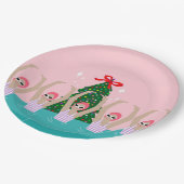 Eigen artistieke zwemmers Illustratie Kerstmis Papieren Bordje (Gekanteld)