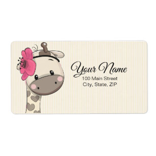 Eigen Baby roze Giraffe Terug Adres label