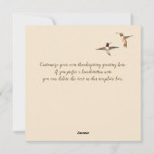 Eigen beige mengvogels feestdagenkaart (Achterkant)