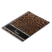 Eigen benaming chocolade bruine glitter leopard pr notitieboek (Linkerzijde)