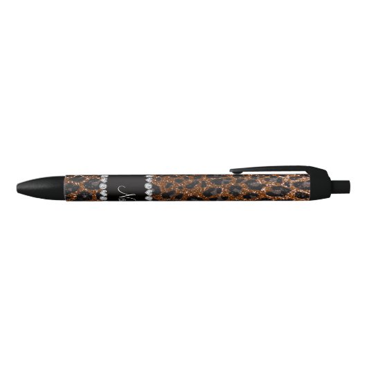 Eigen benaming chocolade bruine glitter leopard pr zwarte inkt pen (Bovenkant)