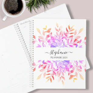 Eigen benaming Floral Waterverf 2023 Planner