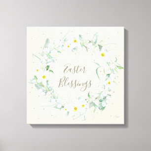 Eigen bericht: White Floral Easter Wreate Canvas Afdruk