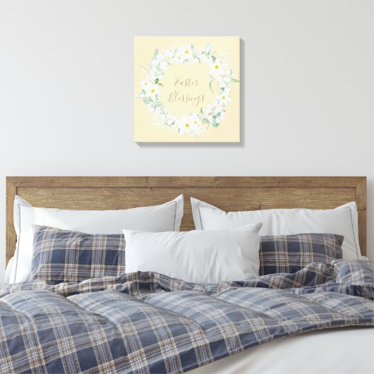 Eigen bericht: White Floral Easter Wreate Canvas Afdruk (Insitu (Slaapkamer))