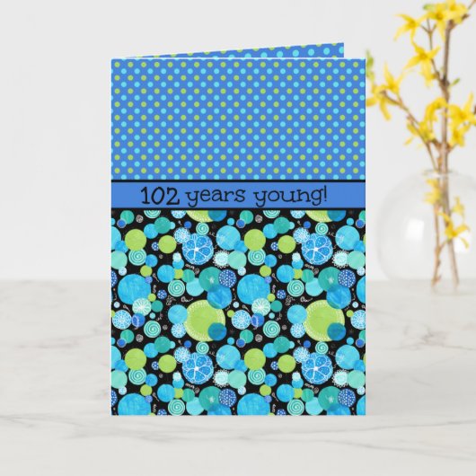 Eigen Birthday Kaart: Quirky Moons and Polka Dots Kaart (Gele Bloem)