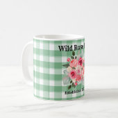 Eigen boerderijland Gingham Wilde Rozen Koffiemok (Voorkant links)