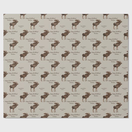 Eigen boodschap van bruin en karamel Rustic Moose  Cadeaupapier (Vlak)