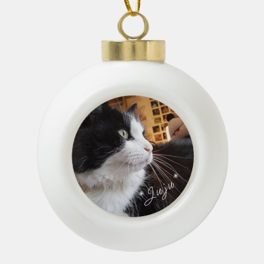 Eigen boom met foto's keramische bal ornament (Voorkant)