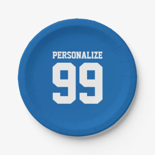 Eigen borden met een jersey-nummer voor verjaardag papieren bordje
