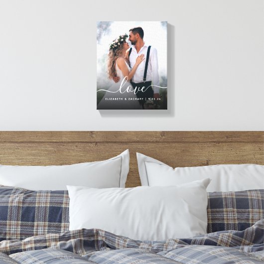 Eigen bruiloft Fotoliefhebbers White Script Canvas Afdruk (Insitu (Slaapkamer))