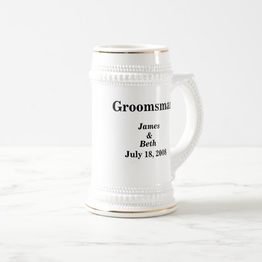 Eigen bruiloft Groomsman Beer Stein Bierpul (Voorkant rechts)