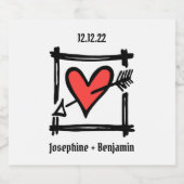 Eigen bruiloft Liefde Heart Black & Red Bottle Lab Bier Etiket (Enkel label)