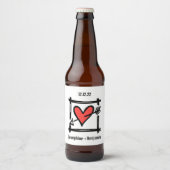 Eigen bruiloft Liefde Heart Black & Red Bottle Lab Bier Etiket (Voorkant)