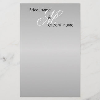 Eigen bruiloft Monogram grijs zwart-wit Briefpapier