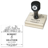 Eigen bruiloft Monogram hout sparen het Datumpaar Rubberstempel (Gestempeld)