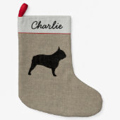 Eigen Bulldog Silhouette Frenchie Pet Dog Kleine Kerstsok (Voorkant)