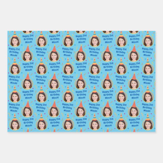 Eigen cadeaubon op feestdag Pet blauw Inpakpapier Vel (Voorkant 3)