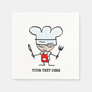 Eigen cartoon voor koken, papier, servetten