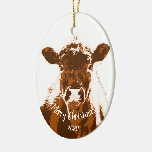 Eigen datum kerstKoe Boerderij Dier Keramisch Ornament (Links)