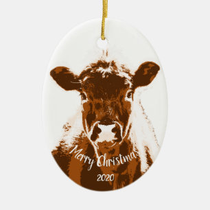 Eigen datum kerstKoe Boerderij Dier Keramisch Ornament