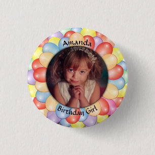 Eigen de verjaardagspartij van fotoballons ronde button 3,2 cm