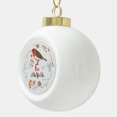 Eigen decoratieve Robin Botanical Kerstmis Keramische Bal Ornament (Rechts)