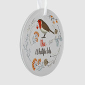 Eigen decoratieve Robin Botanical Kerstmis Ornament (voorkant)