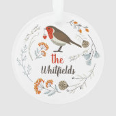 Eigen decoratieve Robin Botanical Kerstmis Ornament (achterkant)