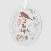 Eigen decoratieve Robin Botanical Kerstmis Ornament (voorkant)