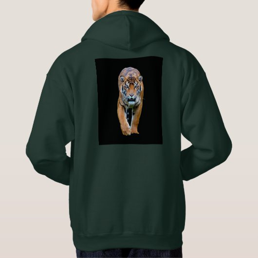Eigen diepbos Groen Wandelend Mannen tijger Hoodie (Achterkant)