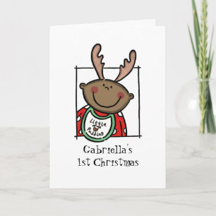 Eigen donkere huidskleur, eerste kerstdag baby feestdagen kaart