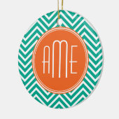 Eigen driestuarium van Emerald and Oranje Chevrons Keramisch Ornament (Links)