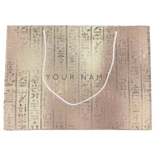 Eigen Egyptisch Foxier Metallic Roos Gold Script Large Cadeauzakje